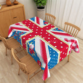 Aperturee - Floral British Flag White Dots Rectangle Tablecloth